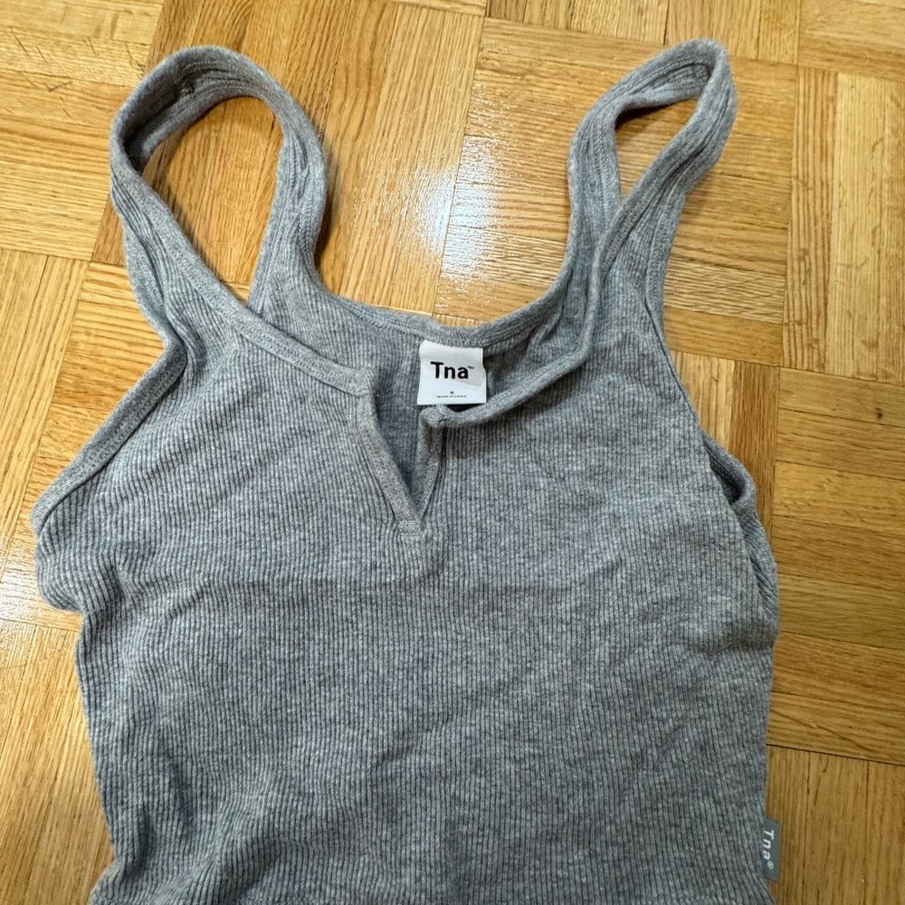 Tna Gray Ribbed Top Small - Picture 2 of 2